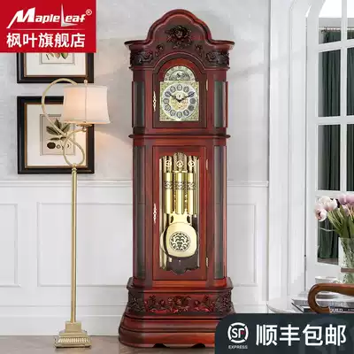 Maple Leaf German Hemler Nine Tube Mechanical Floor Bell Zambia Blood Sandalwood Retro Living Room Clock 5628