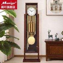 Maple Eurostyle Clock Landing Bell Living Room Mechanical Seat Bell Chinese Classical Bench Bell Large Glass Clock Pendulum 6601