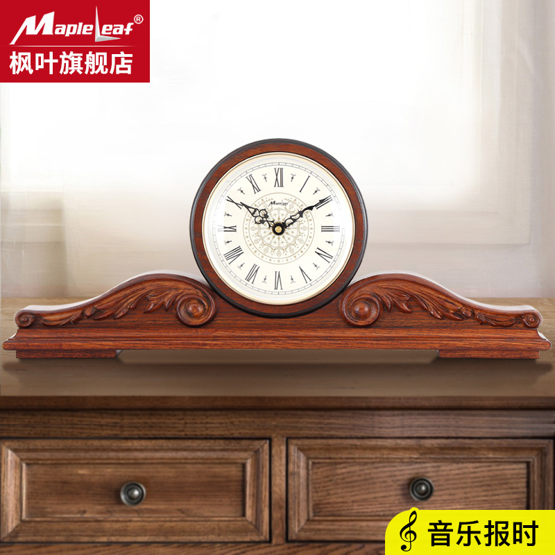 New Chinese solid wood newsstand clock living room Retro creative quartz clock Home modern minimalist Decorative Clock Pendulum