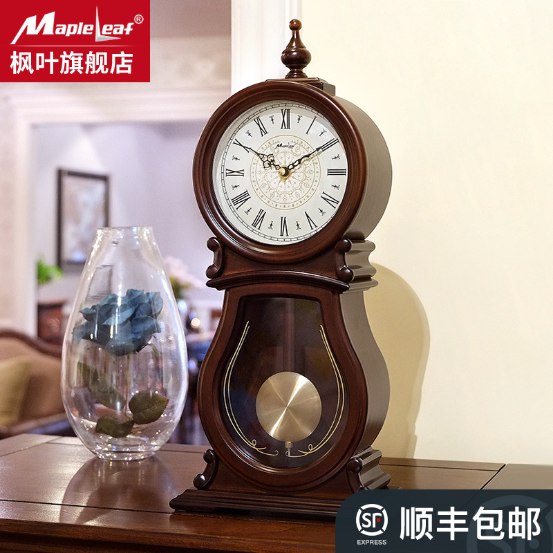 Nordic light luxury fashion table clock living room Chinese old-fashioned European Li Sheng movement Large table clock ornaments antique clock