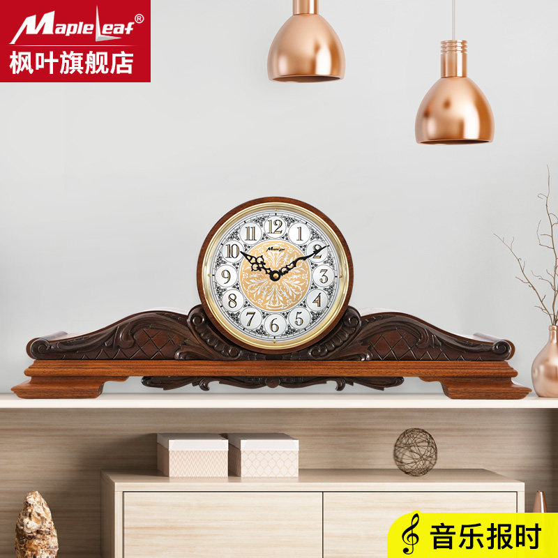 Solid wood large number seat bell Living room European-style mute and watch American retro seat bellerie sound at the time clock creative pendulum