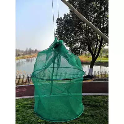 Dense-eye fishing net box folding round box Net crab temporary breeding big eye cage fish protection thickening new material net fish cage