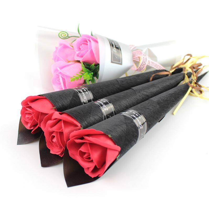 Dedicated to the minimal network red bouquet scene 38 knots open rose soap flower stalls for wife