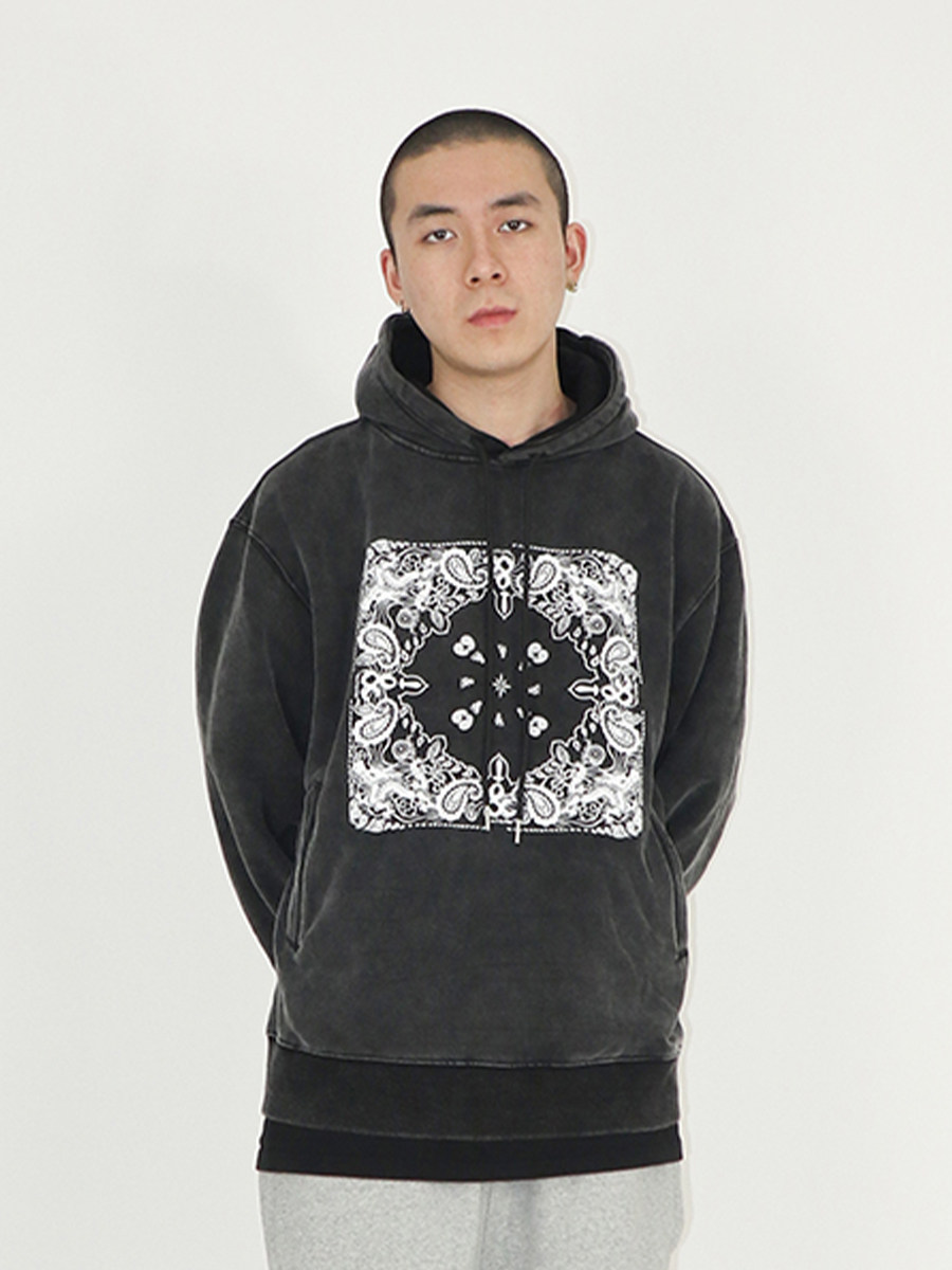 tuicer spring and summer new national tide double dragon play beads cashew flower pure cotton printing loose washed old bag hoodie