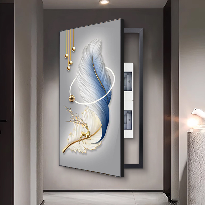 Large Vertical Meter Box Blocking Decoration Fire Hydrant Stairway Weak Current Box Mural Atmospheric Accessible Luxury Entry Hanging Painting