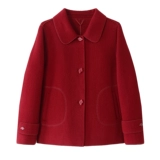 Демисезонное шерстяное пальто, короткая шерстяная красная двусторонная куртка для матери, для среднего возраста