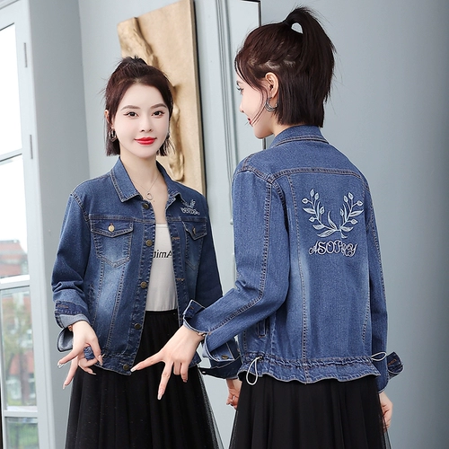 Джинсовая короткая весенняя модная куртка для матери для отдыха, осенняя, подходит для подростков, большой размер
