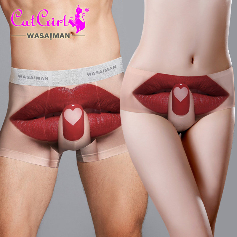 Couples Underwear Boys Four Corners Sexy Ice Silk Men's Underwear Women's Triangle Pants Summer New no-scratches briefs Women's flirts