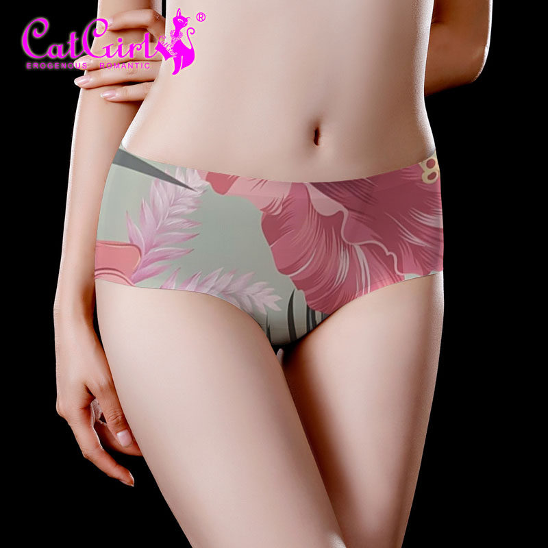 catgirl incognito panties women's ice silk women's panties medium high waist printed panties women's Korean version briefs women