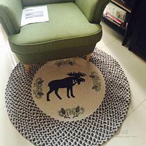 Nordic ins American Country Cotton Round Carpet Bedroom Living Room Elk Weaving Household Coffee Table Large Floor Mat