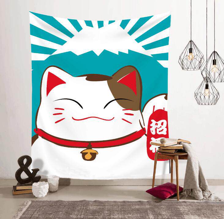 Гобелен 北欧ins风挂布竖版猫咪喵星人墙面背景装饰画布挂毯壁饰隔断桌布