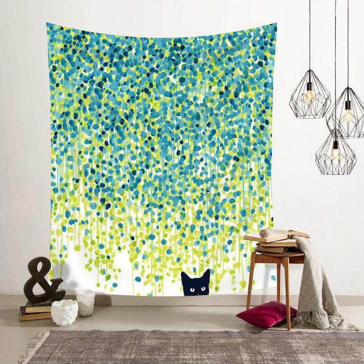 Гобелен 北欧ins风挂布竖版猫咪喵星人墙面背景装饰画布挂毯壁饰隔断桌布