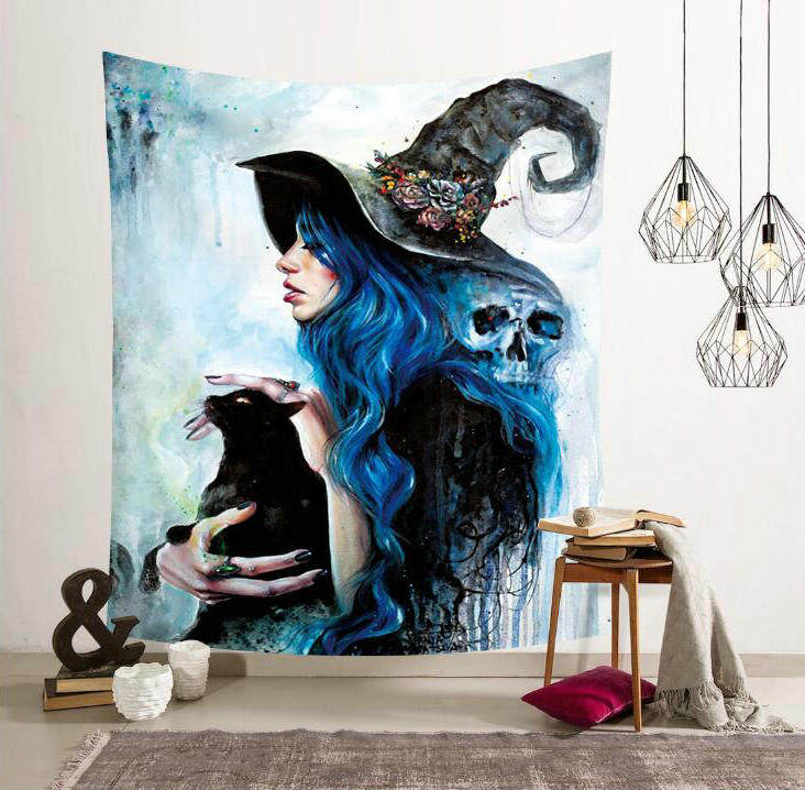 Гобелен 北欧ins风挂布竖版猫咪喵星人墙面背景装饰画布挂毯壁饰隔断桌布