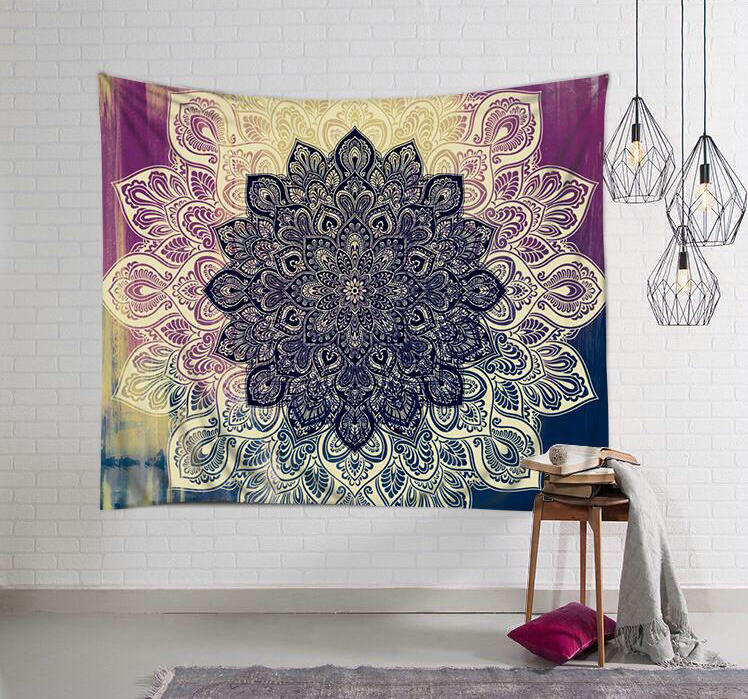 ins Bắc Âu Bắc Âu Mandala treo tường khăn trang trí treo thảm tấm thảm Ấn Độ Mandala bức tranh nền Yoga - Tapestry thảm treo tường phòng khách