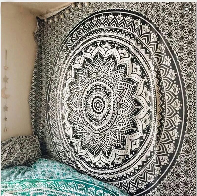 Tấm thảm Bắc Âu treo in phòng ngủ nền tường trang trí phòng khách tấm thảm Ấn Độ mandala nghệ thuật đầu giường thảm treo tường bản đồ 