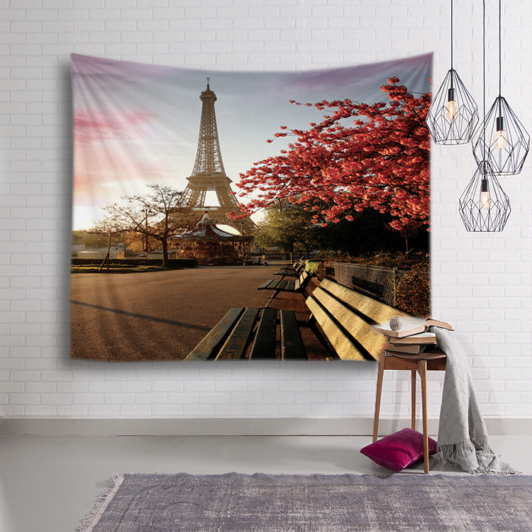 Tháp Eiffel Paris Vẻ đẹp Bắc Âu in treo tường vải nền trang trí vải treo tường tấm thảm sofa khăn trải bàn thảm trang trí phòng ngủ
