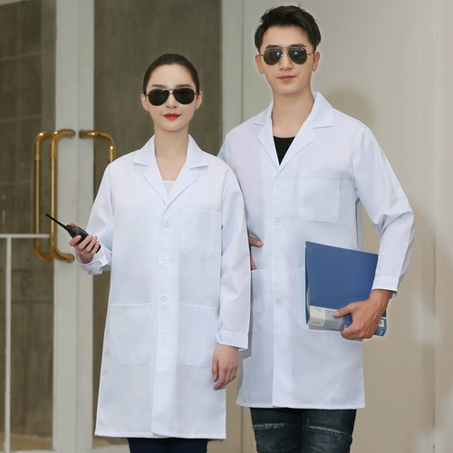Демисезонный комплект для работы, белый длинный белый халат, лонгслив, рабочая одежда, делается под заказ, короткий рукав