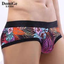 Men Sexy Summer Ultrathin Breathable Underwear Ice Silk Elastic Rainbow Printed Ultra Low Waist Xiaoping Corner Pants Triangle Pants