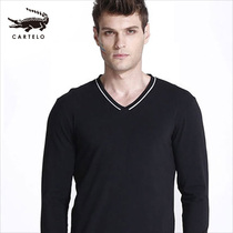 Cadile crocodile mens underwear top Cotton V-neck can be worn outside the autumn coat long sleeve mens T-shirt close-fitting leggings