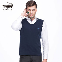 Cardillo crocodile winter thickened plus fleece thermal top V-neck slim slim warm vest Low neck horse clip shoulders