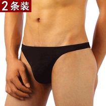 2 ladder cool men sexy sports fitness thong panties low waist ultra thin ice silk piece T pants t-back