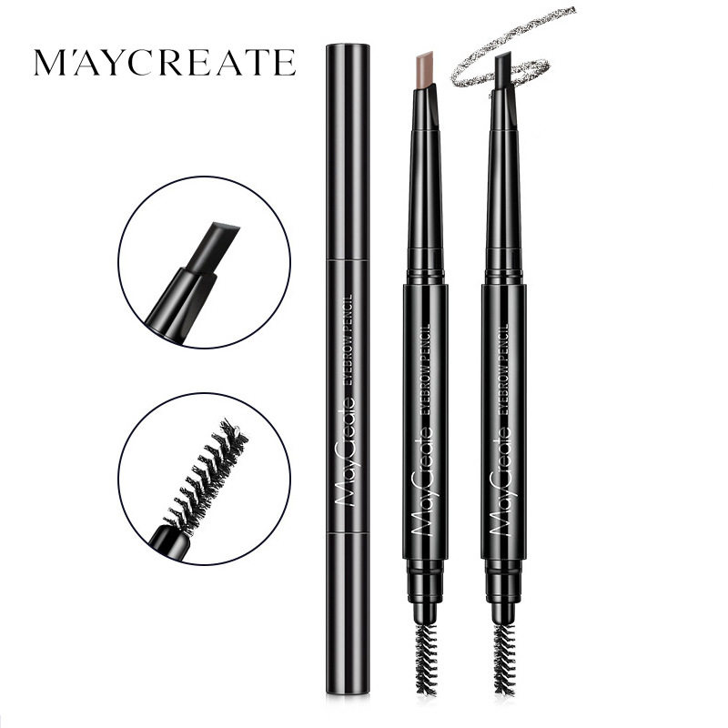Bodybuilding Chuangyan double-headed eyebrow pencil waterproof, sweat-proof, non-fading, long-lasting one-word eyebrow powder with eyebrow brush manufacturer