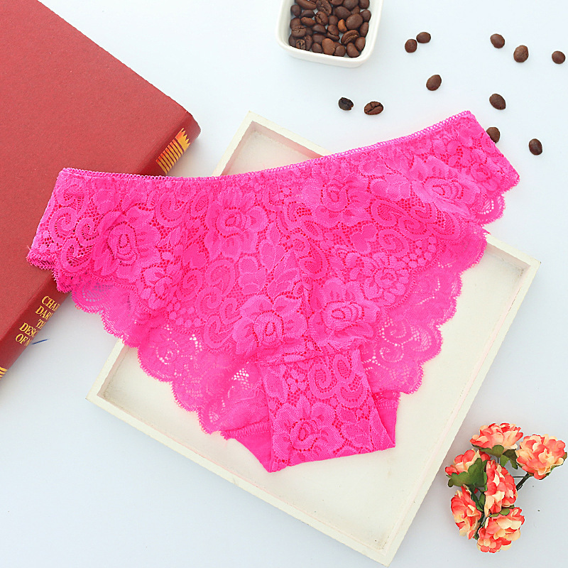 Sexy Underwear, Women's Lace Underwear, Tempting Low-Waist Jacquard Hip-Covering Briefs, Transparent Hip-Lifting Underwear 3302