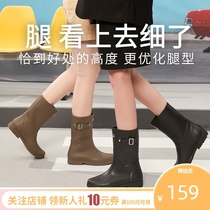 l_rain rain shoes womens middle tube fashion style outside wear non-slip waterproof adult lightweight rain boots water shoes womens water boots tide