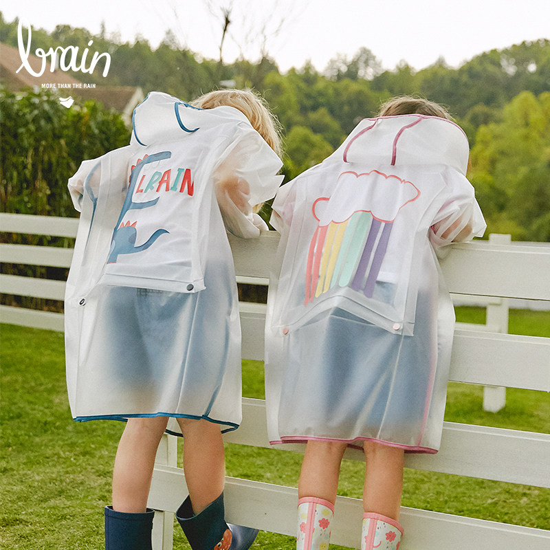 l_rain children's raincoat girls primary school students protection boys transparent printing long version full body baby poncho children
