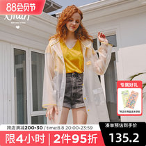 l_raincoat female coat fashion long body red transparent riding adult rain clothing