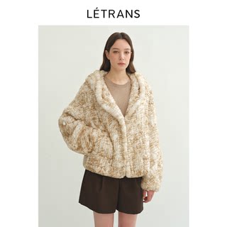 Yuanyi letrans creme gebackene fu-geflochtene, zweifarbige kaninchenfell-kurzfelljacke mit kapuze für damen