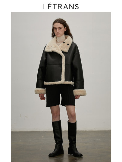 Yuanyi Letrans Makino Veste de cisaillement de mouton réversible pour moto touristique en fausse fourrure courte pour femme tout-en-un