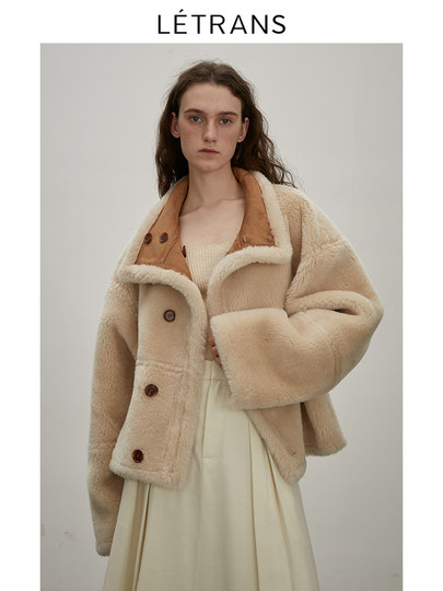 Yuanyi Letrans Makino Veste de cisaillement de mouton réversible pour moto touristique en fausse fourrure courte pour femme tout-en-un