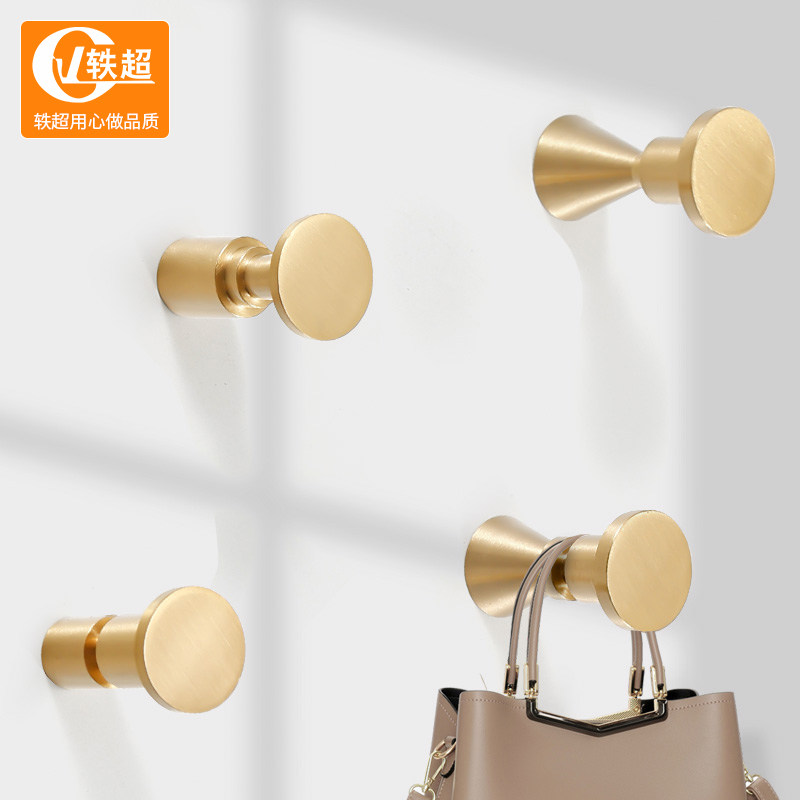 Brass Xuanguan wall-mounted wall hanging clothes hook into the door decorative cloak door rear pure bronze color Nordic gold hook