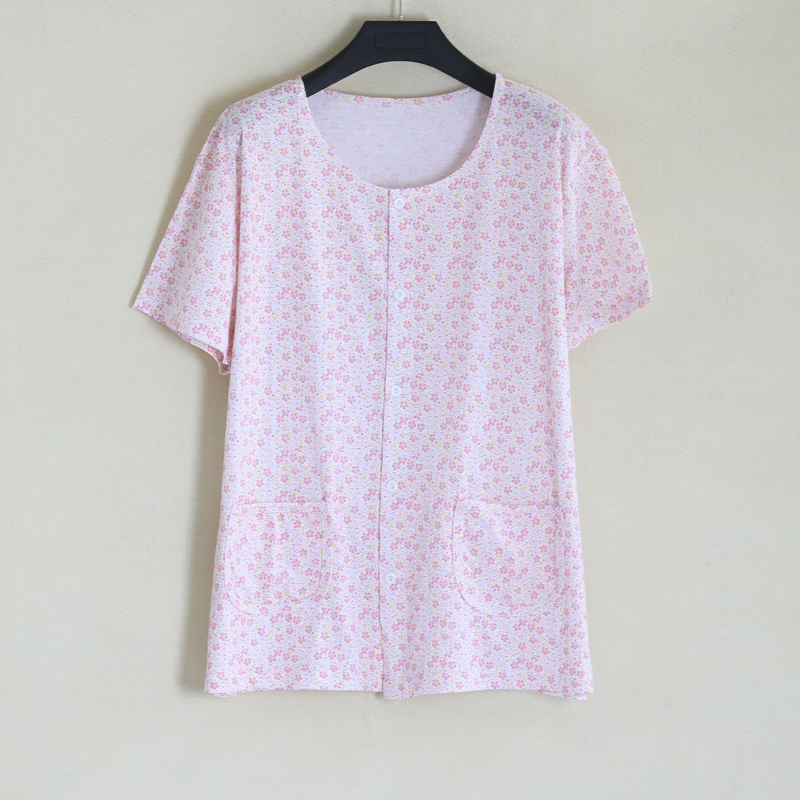 Trung niên và bà già đồ ngủ cotton mở ngắn tay nhà dịch vụ áo sơ mi mảnh duy nhất mẹ mùa hè ngắn tay cardigan phần mỏng pijama ngắn tay