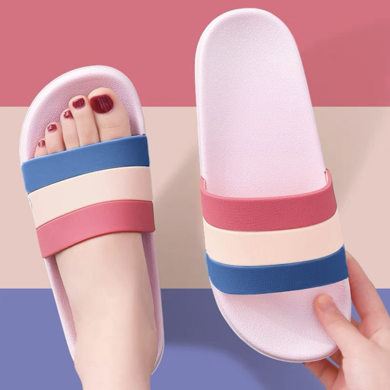 ins Rainbow Slippers for Women Summer Home Bathroom Non-Slip Slippers Indoor Fashionable Outdoor Wearable Sandals for Women