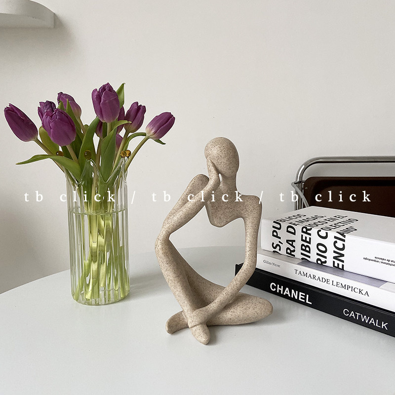 click Abstract Thinker Statue Figure Decorative Ornament Resin Antique Style Sculpture Desktop Niche Ins Wind