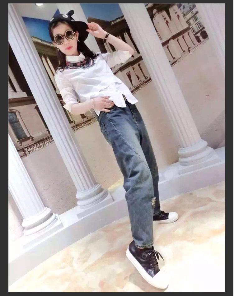 Áo dài châu Âu 2019 xuân mới cho nữ áo dài tay thời trang hoang dã chạm đáy áo sơ mi pansy áo sơ mi áo sơ mi dài tay
