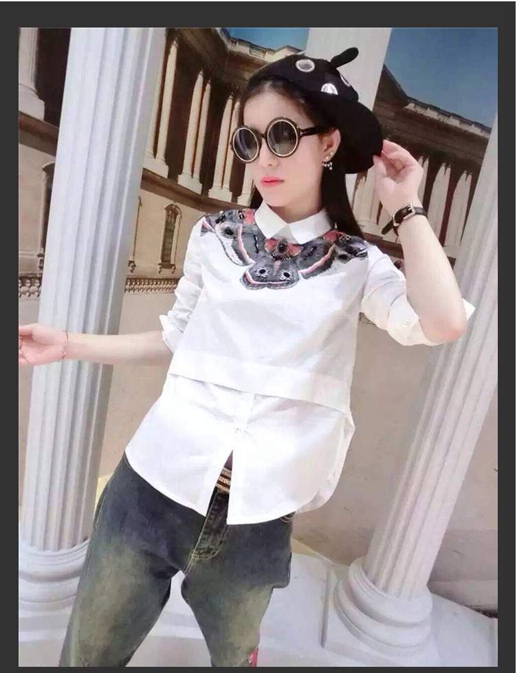 Áo dài châu Âu 2019 xuân mới cho nữ áo dài tay thời trang hoang dã chạm đáy áo sơ mi pansy áo sơ mi áo sơ mi dài tay
