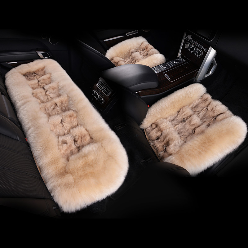 Winter wool car cushion foxes wool No backrest small three sets of car cushions front sheet Rear Platoon Long Seat Cushion