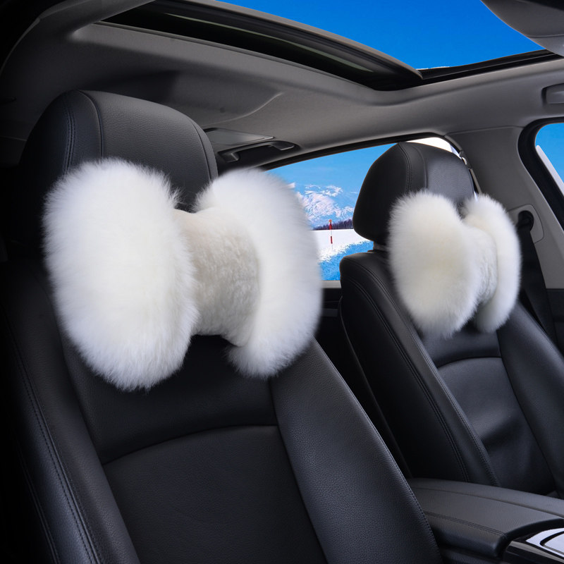 Car pillow pure wool winter long hair neck pillow car pillow wool fleece warm car pillow pair pack