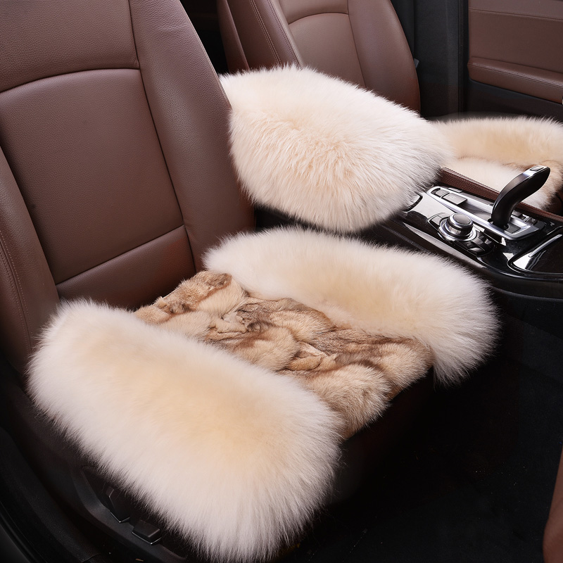 Winter fox fur straw cushion without lean back anti-chill warm long hair car seat cushion winter cushion monolithic wool square cushion