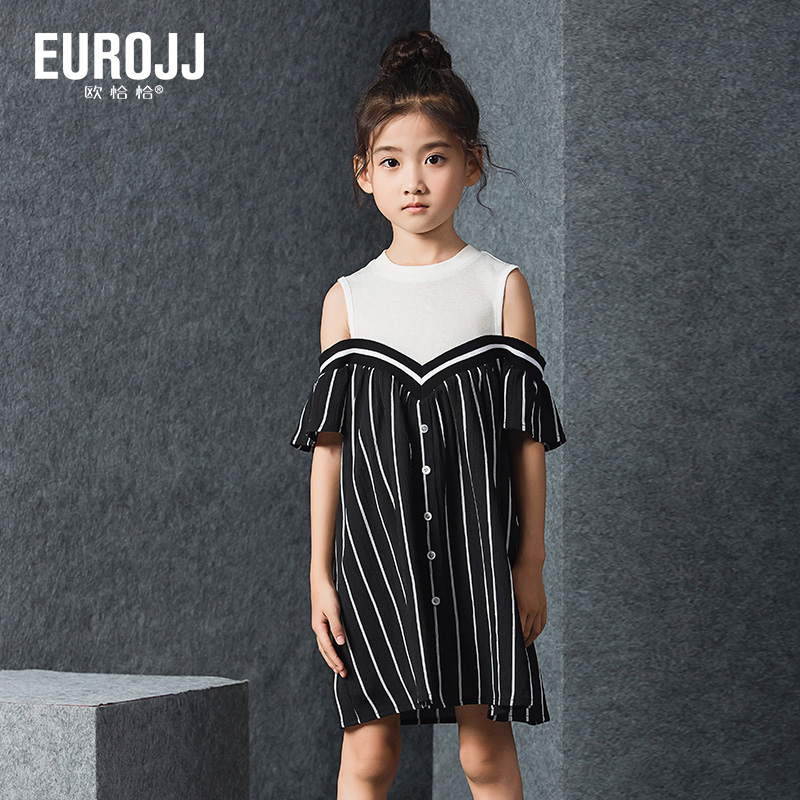 Eurogirl Cô gái đầm voan 2020 Summer Girls Out-of-The-Shoulder váy công chúa váy trẻ em