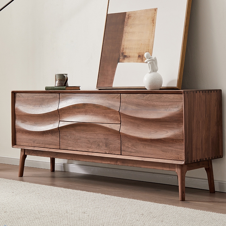 Black Walnut Bedroom TV Cabinet Light Luxury Solid Wood Master Bedroom Cabinet Nordic Living Room Cabinet