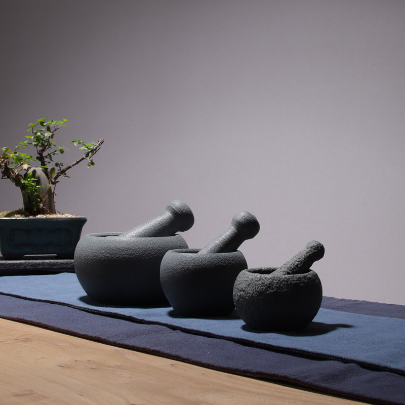 Natural Green Stone Mashed Garlic Seminal Pendulum Piece Mini Small Stone Mortar Garlic Clay Instrumental Retro Tea Road Accessories Garlic Clay Grinding Machine