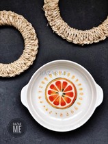 BAZAR ME European and American ORANGE ORANGE want to drop round ceramic binaural decoration deep sitting plate ORANGE