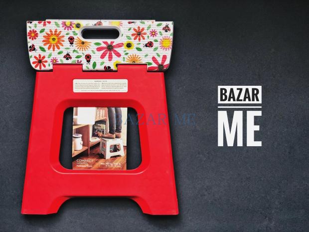 BAZARME European and American Morden red flowers portable folding stool super strong bearing 150KG scratched micro-flawless