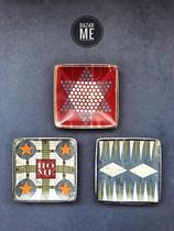 BAZAR ME European and American retro nostalgic chess mini decorative plate ornaments 3 sets of micro-flaw