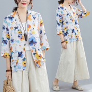 2020 trang phục mùa hè mỡ mới mm loose-fitting phụ nữ in edarey thường nằm kích thước lớn râm nhỏ phù hợp với áo khoác