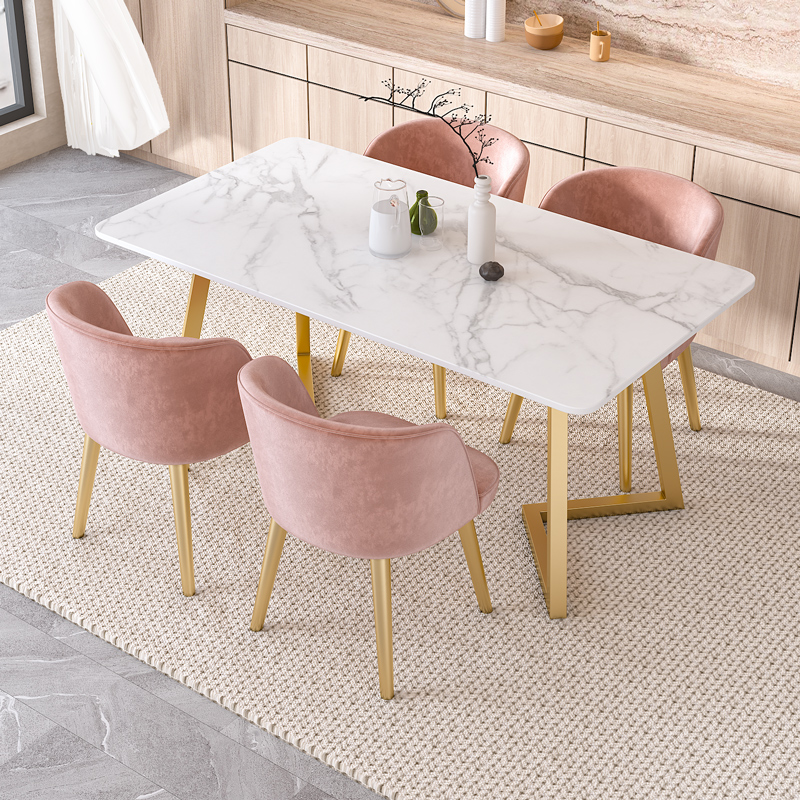 Light luxury Rock board table modern simple household small family dining table Nordic marble dining table and chair combination rectangular